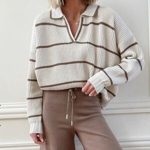 Splendid x CellJaneBlog Stripe Polo Sweater
